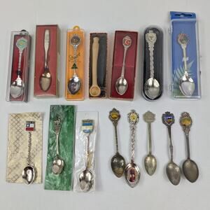 15 International Vtg Souvenir Spoons Peru Sterling Silver Boxed World Travel